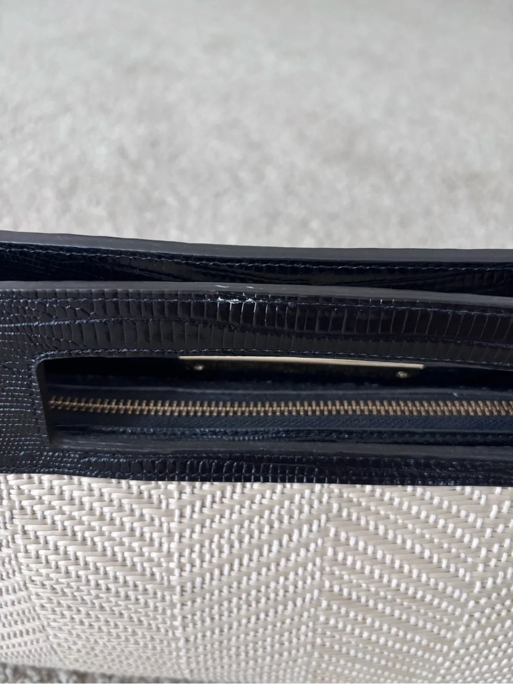 Brahmin Raffia Lenox Clutch Bag with Black 3D Floral